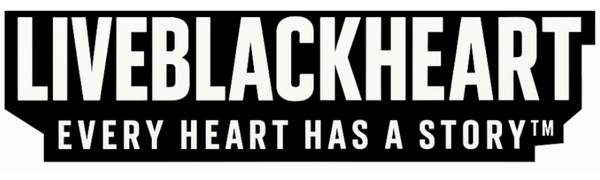 Liveblackheart official logo with heart and lightning bolt